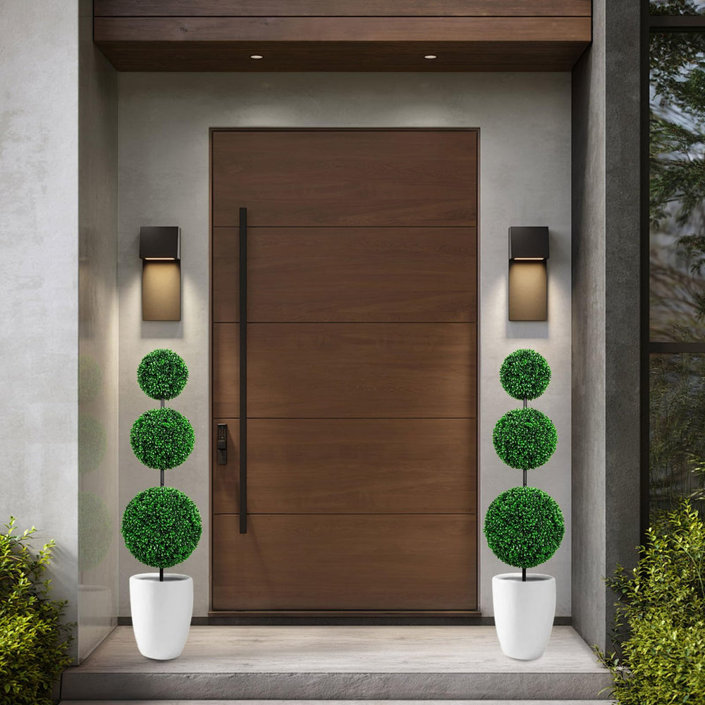 Artificial Triple Ball Boxwood Topiary Trees – Set of 2
