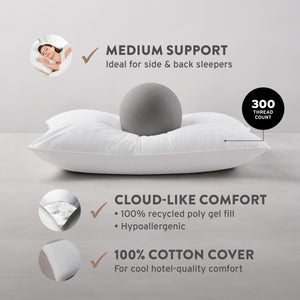 Gel Fiber Bed Pillow 100% Cotton Cover