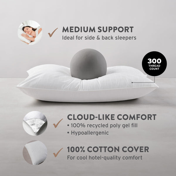 Gel Fiber Bed Pillow 100% Cotton Cover
