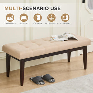 Button-Tufted Upholstered Bench