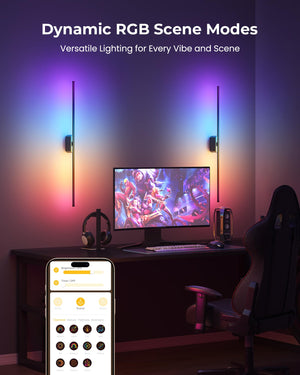 40-Inch Rechargeable Smart Wall Sconces Set of 2 with App & Remote Control
