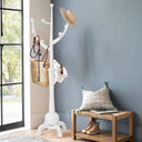 Freestanding Wood Coat Rack with 8 Hooks