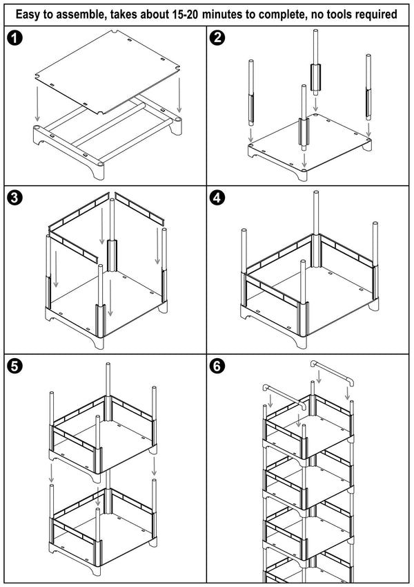 Metal Frame Narrow Bookshelf with Plastic Shelves – 3 Tier & 6 Tier