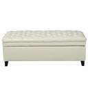 Tufted Fabric Storage Ottoman with Birch Legs