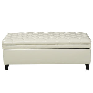 Tufted Fabric Storage Ottoman with Birch Legs