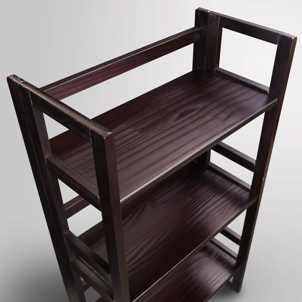 3-Shelf Folding Solid Wood Bookcase