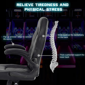 Ergonomic Gaming Chair with Lumbar Support and Flip-Up Armrest