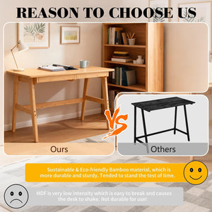 Bamboo Computer Desk with 2 Drawers