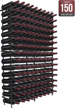 15-Tier Freestanding Metal Wine Rack – 75 or 150 Bottle Storage