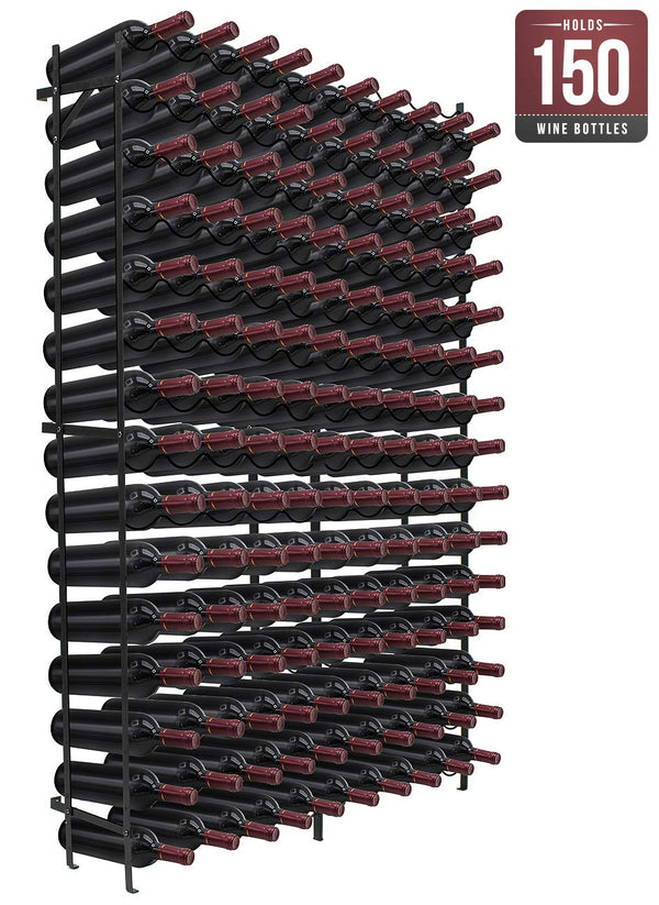 15-Tier Freestanding Metal Wine Rack – 75 or 150 Bottle Storage