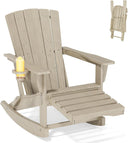 4-in-1 HDPE Adirondack Rocking Chair with Ottoman & Cup Holder