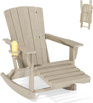 4-in-1 HDPE Adirondack Rocking Chair with Ottoman & Cup Holder