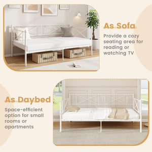 Twin Metal Daybed Frame with Headboard and Storage