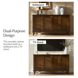 58" Farmhouse Buffet Cabinet Sideboard with 4 Doors and Adjustable Shelves
