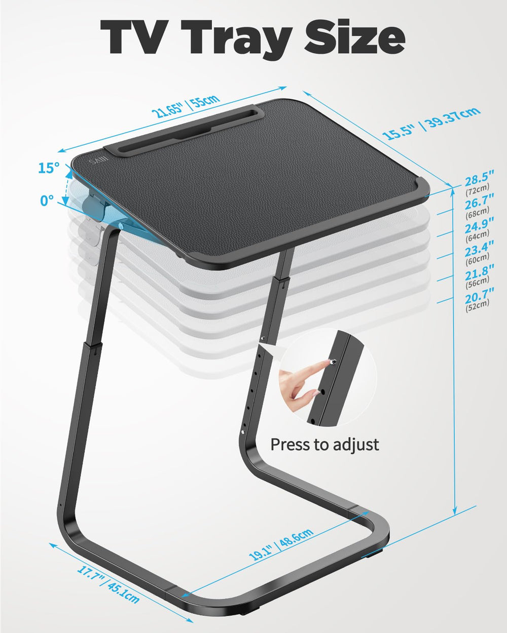 Adjustable TV Tray Table with Tilt & Height Settings