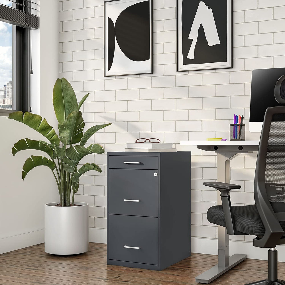 3-Drawer Vertical File Cabinet with Lock – Letter Size, Metal