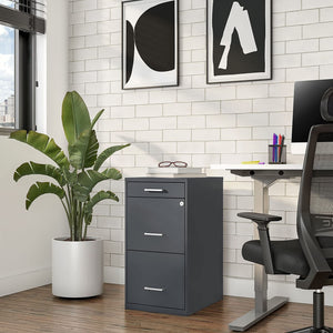 3-Drawer Vertical File Cabinet with Lock – Letter Size, Metal