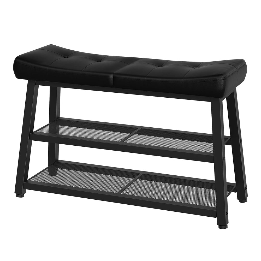 3-Tier Shoe Rack Entryway Bench with Storage & Cushion