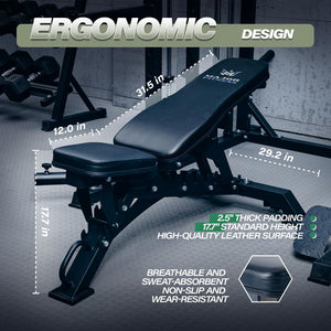 Adjustable Weight Bench 1300LBS 32-Position Incline Decline Flat