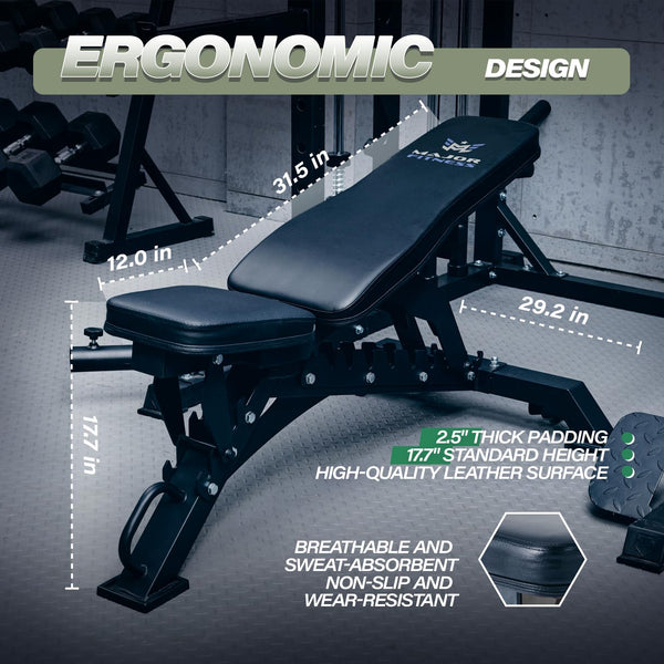 Adjustable Weight Bench 1300LBS 32-Position Incline Decline Flat