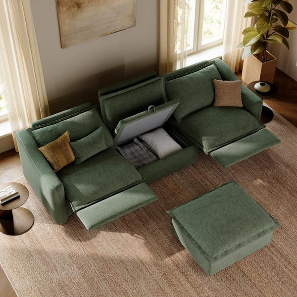 Power Reclining Loveseat – Velvet Modular Sofa with USB Ports