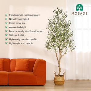 Artificial Olive Tree with Seagrass Basket – 7 Feet