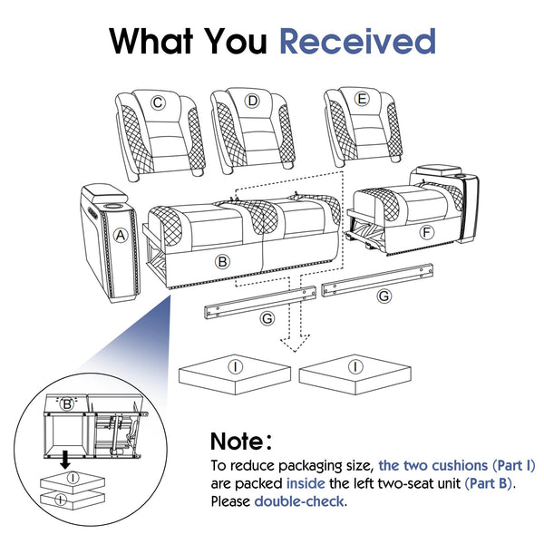 Power Reclining Home Theater Sofa – 3-Seat Leather with USB & Wireless Charging