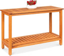 2-Shelf Eucalyptus Wood Console Table Indoor Outdoor