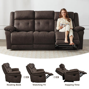 Oversized 3-Seater Manual Recliner Sofa – 86" Wide, No Assembly