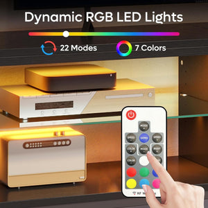 80-Inch Rattan TV Stand with LED Lights & Storage
