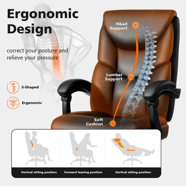 400lb Big & Tall Reclining Office Chair with Footrest