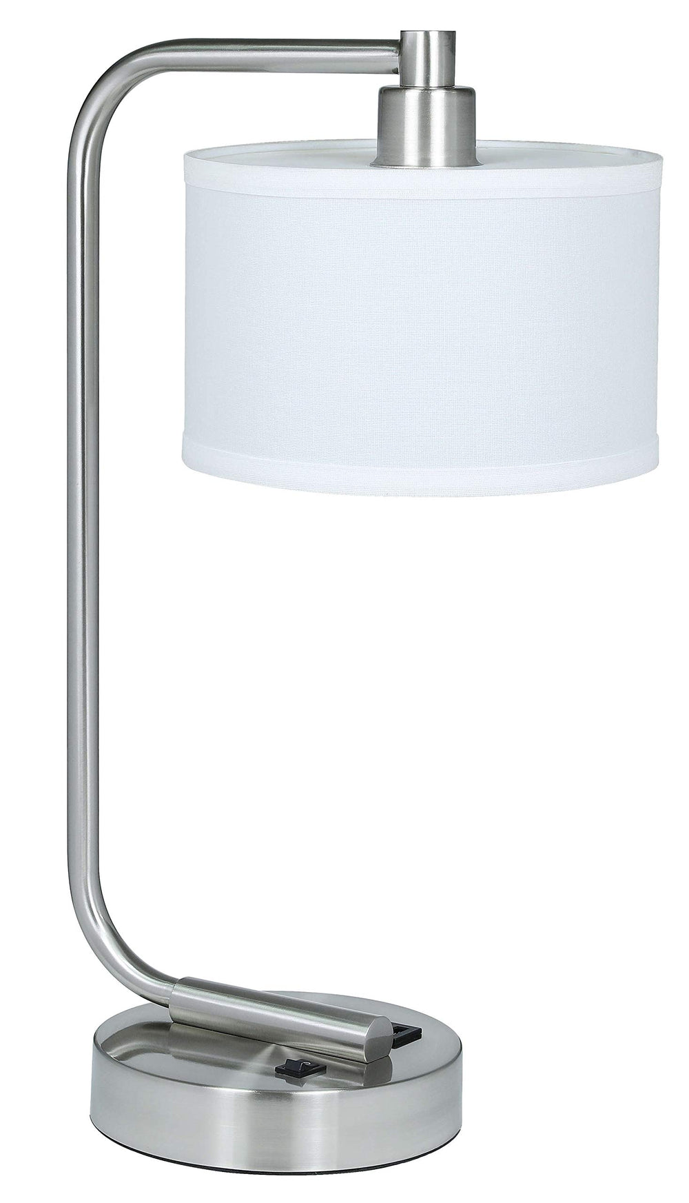 Modern Table Lamp with USB Charging Port & Fabric Shade