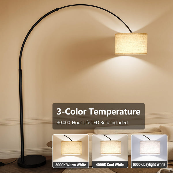 82" Arc Floor Lamp with Adjustable Arm & 3-Color LED