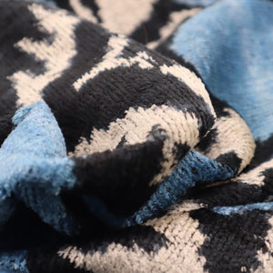 Velvet Throw Pillow 16" x 24" | Blue & Black Circular Pattern