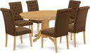 5-Piece Mid-Century Dining Set with Butterfly Leaf Table & 4 Upholstered Chairs