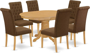 5-Piece Mid-Century Dining Set with Butterfly Leaf Table & 4 Upholstered Chairs