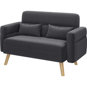 Mid-Century Modern Loveseat Sofa – 2-Seater Upholstered Couch with Wood Legs