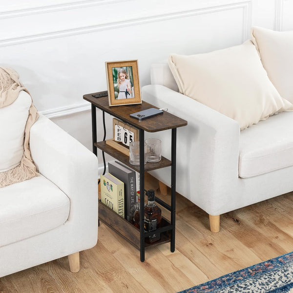 Narrow Side Table with USB-C Charging Station