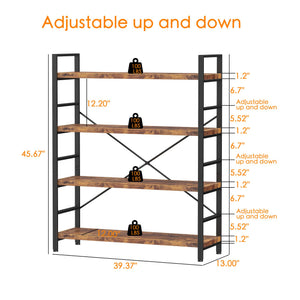4-Tier Adjustable Bookshelf with Metal Frame