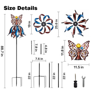 Solar Wind Spinner with LED Lights – Large Tulip Garden Windmill
