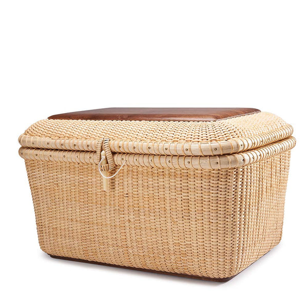 Rectangular Handwoven Rattan Storage Basket Set with Lid