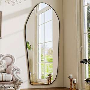 Irregular Full Length Floor Mirror with Aluminum Frame