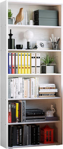 6-Tier Bookcase with Display Storage Shelves, 70" Tall