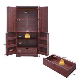 Armoire Wardrobe Closet with Hanging Rod, Shelves & Drawer