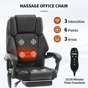 Reclining Massage Office Chair with Heat & Footrest – 400 lbs Capacity