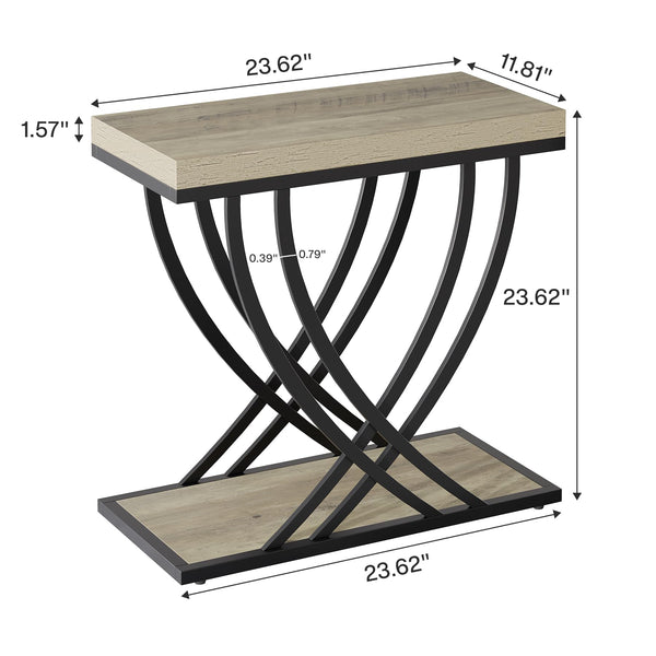 2-Tier Industrial End Table with Metal Frame