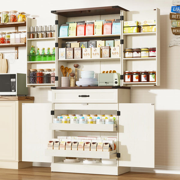 71" Tall Farmhouse Kitchen Pantry Cabinet