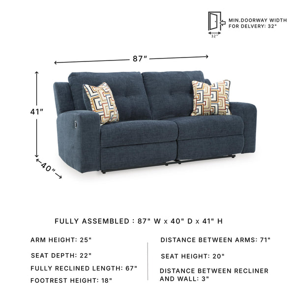 Reclining Sofa Set with Tufted Back & Pull Tab — Polyester Upholstery