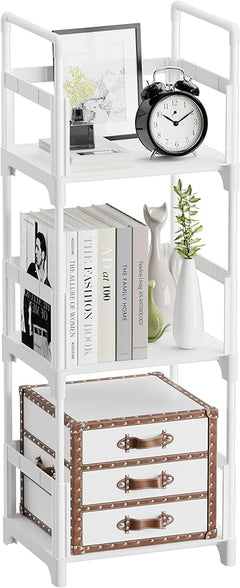 Metal Frame Narrow Bookshelf with Plastic Shelves – 3 Tier & 6 Tier