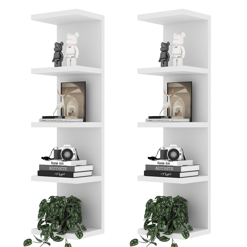 5-Tier Floating Wall Shelf Unit, Set of 2